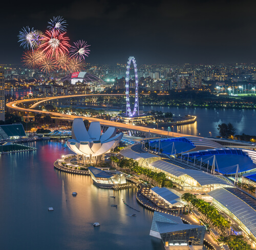 Fuegos artificiales del d&iacute;a nacional de Singapur