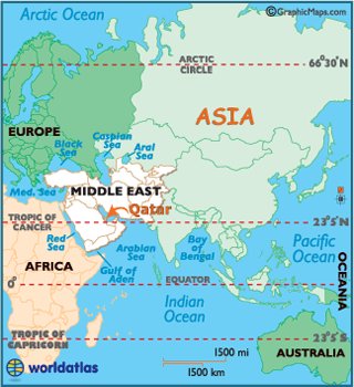 Mapa de Qatar en Asia - por Worldatlas Mapa de Qatar en Asia - por Worldatlas