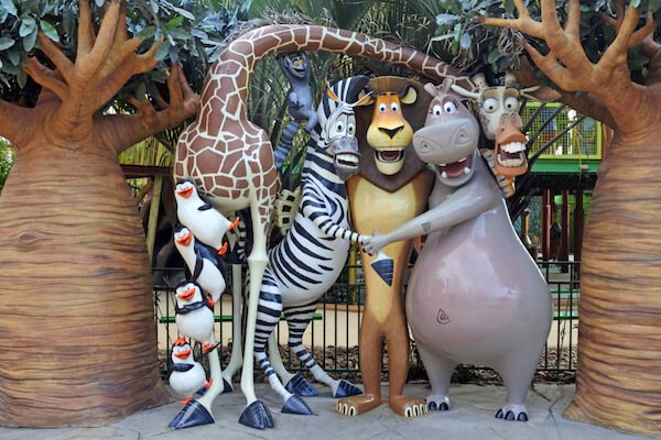 Personajes de Madagascar en Disneyland Gold Coast