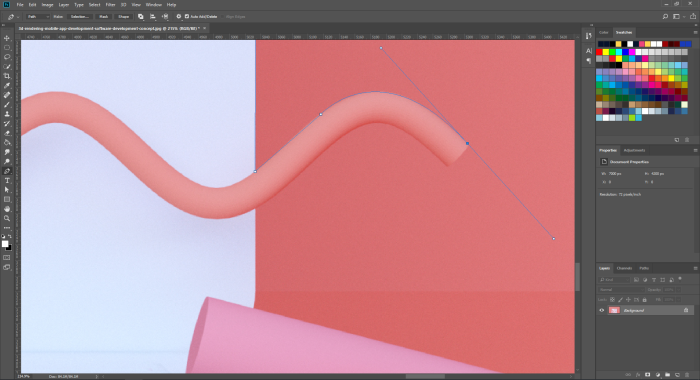photoshop-illustrator-indesign-tips-03-pen-tool Una captura de pantalla del uso de la herramienta de lápiz en Photoshop