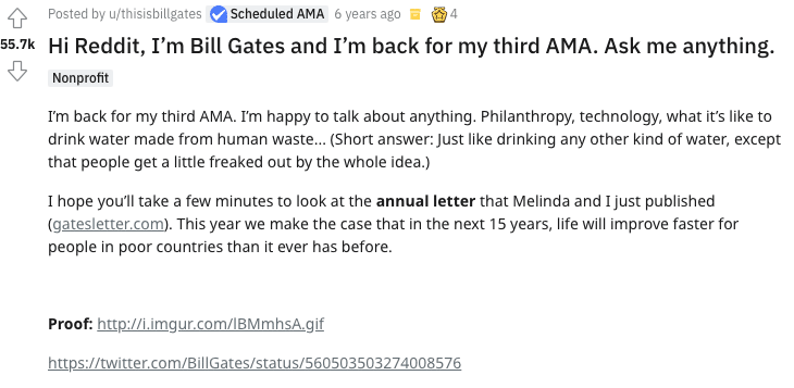 Cómo organizar un evento virtual exitoso: 10 consejos Publicación de Bill Gates AMA en Reddit