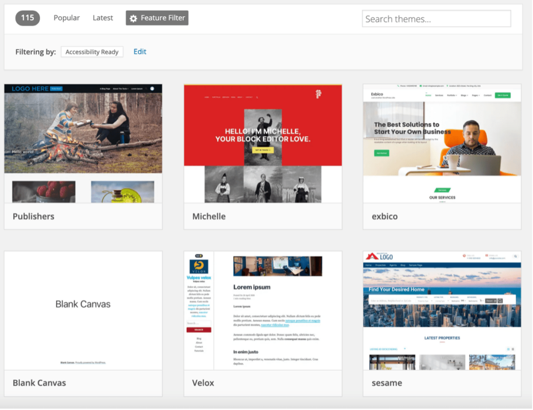 Temas de accesibilidad de WordPress