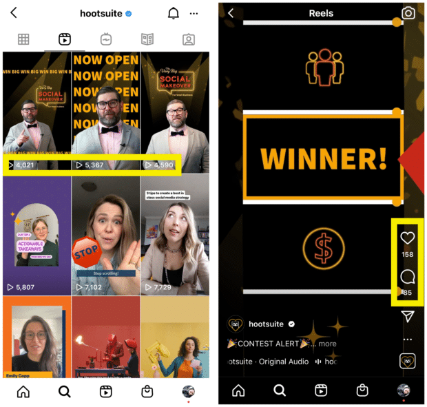 Cómo usar Instagram Reel Insights para hacer mejores carretes Ver el recuento de vistas de Instagram Reel, como el recuento y el recuento de comentarios