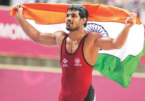 Sushil Kumar como abanderado durante los Juegos Ol&iacute;mpicos de Londres 2012