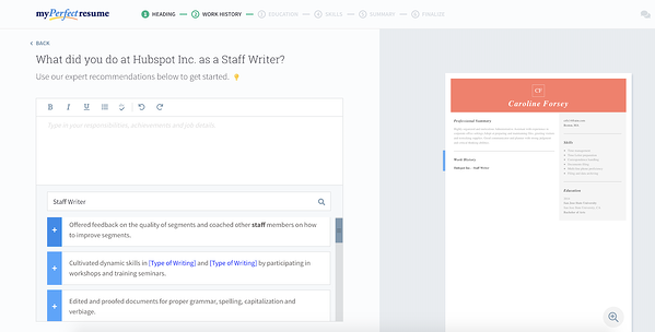 My Perfect Resume creador de curr&iacute;culums en l&iacute;nea.
