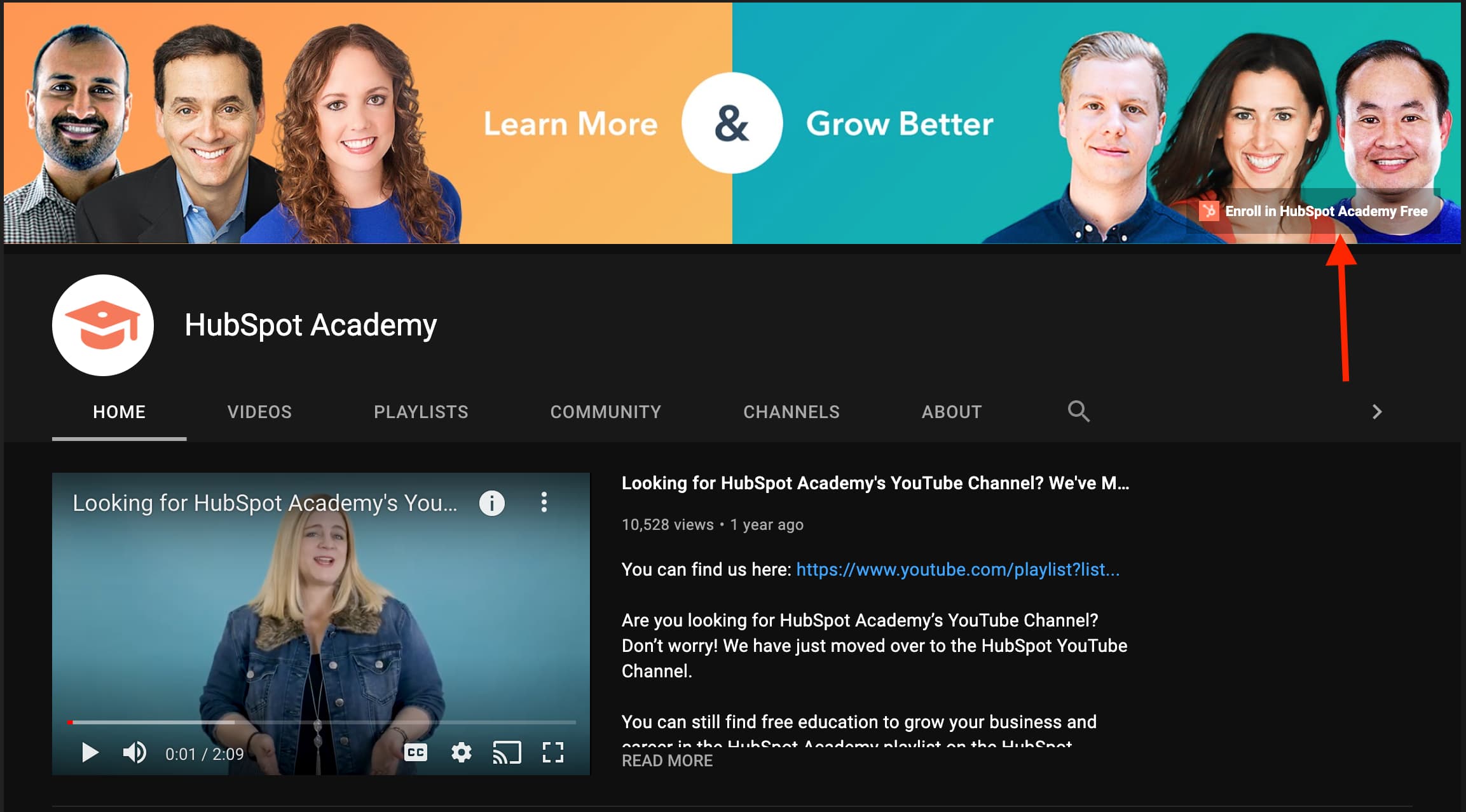 39 formas sencillas de hacer crecer su lista de correo electrónico hubspot academy canal de youtube enlace de registro CTA