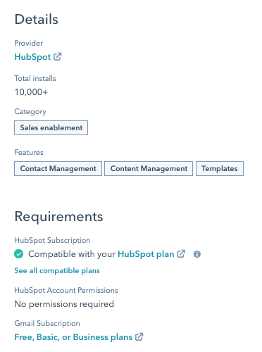 Cómo crear un sitio web: 2 métodos, 9 sencillos pasos y 35 increíbles consejos Detalles de la aplicación dentro de HubSpot App Marketplace