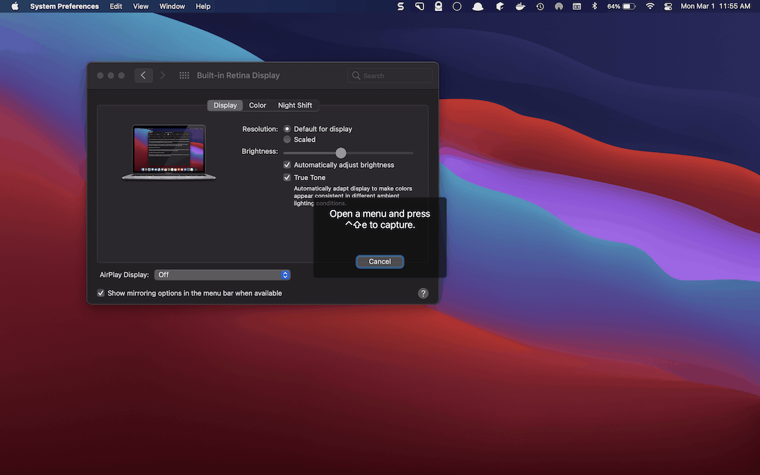 Usando Snagit para capturar un men&uacute;.