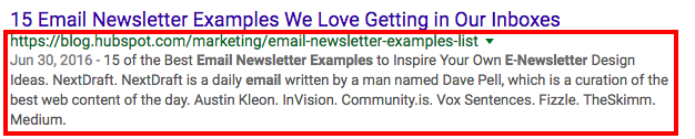 Enlace de resultado de Google con meta descripci&oacute;n ampliada 