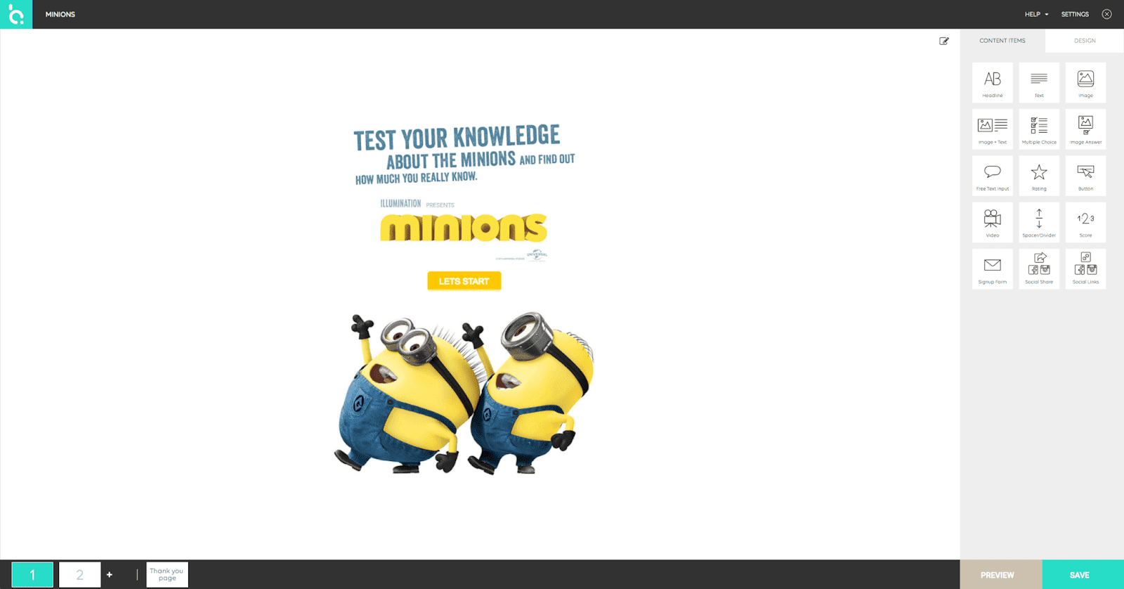 Creador de cuestionarios de Brandquiz