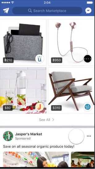 Captura de pantalla de un anuncio de video de Facebook Marketplace