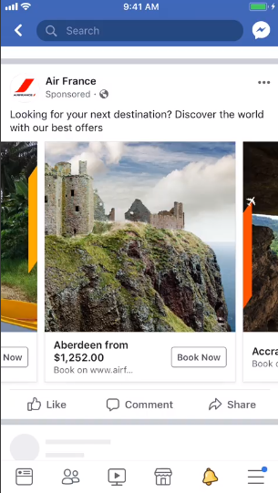Captura de pantalla del anuncio de art&iacute;culo instant&aacute;neo de feed de Facebook