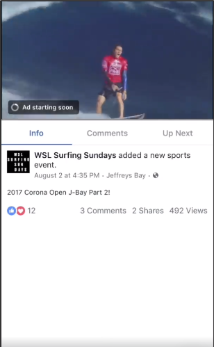 Ejemplo de video in-stream de Facebook