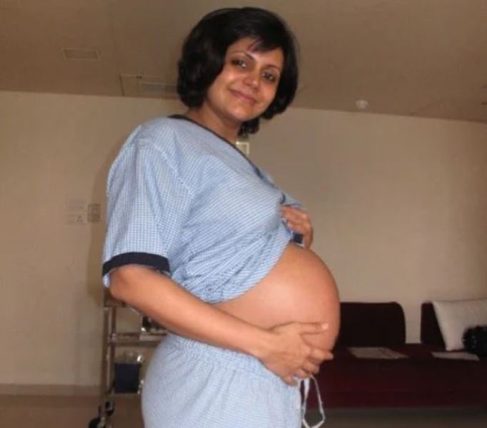 Imagen de Mandira Bedi en Instagram durante su embarazo