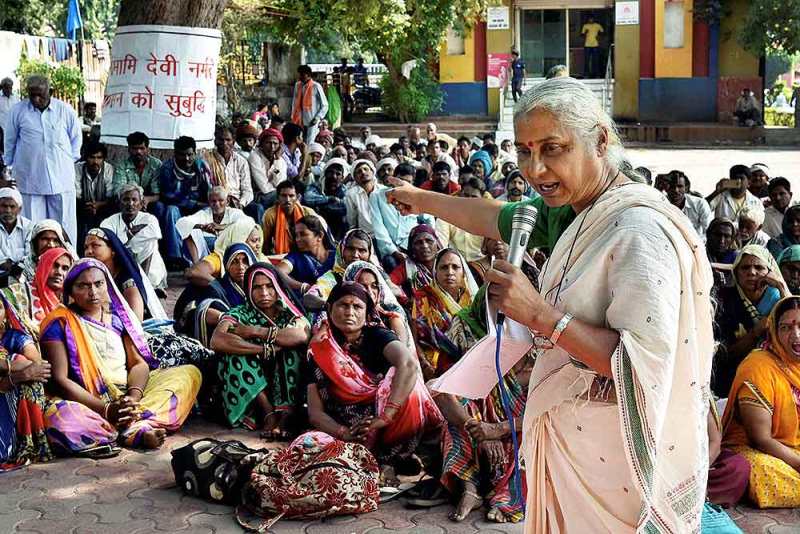 Medha Patkar en Mumbai durante Narmada Bachao Aandolan