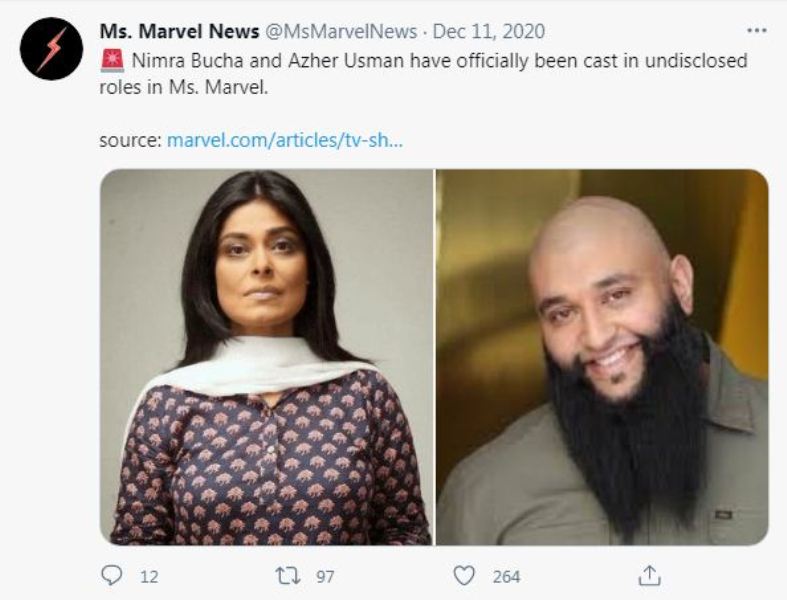 Nimra Bucha en la cuenta de Twitter de Ms Marvels
