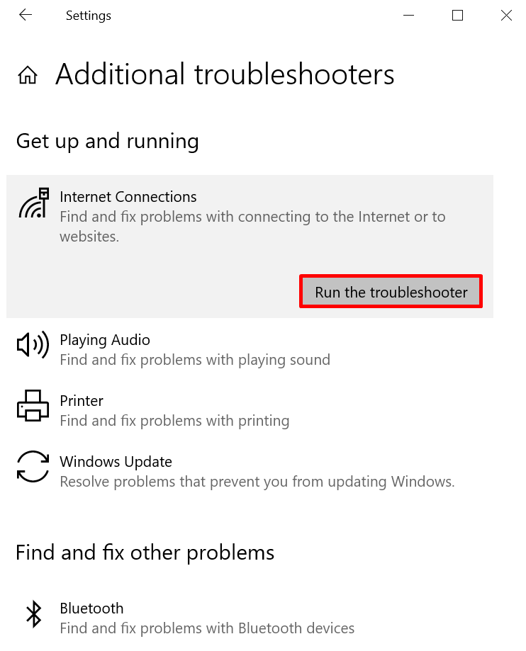 Captura de pantalla de la configuración de Windows