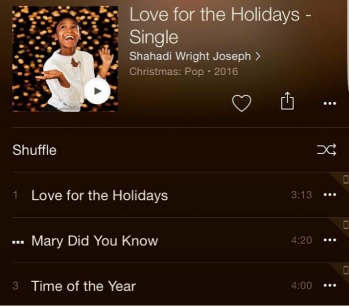 El &aacute;lbum debut de Shahadi Wright Joseph Love for the Holidays (2016)