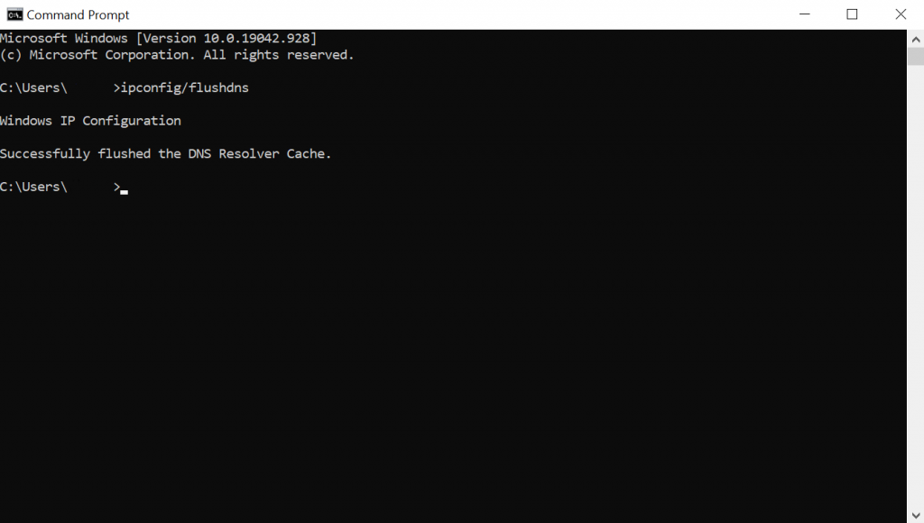 Captura de pantalla de la ventana del símbolo del sistema de Windows