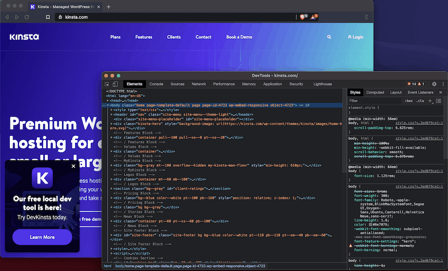 Las DevTools que se encuentran en Brave Browser.