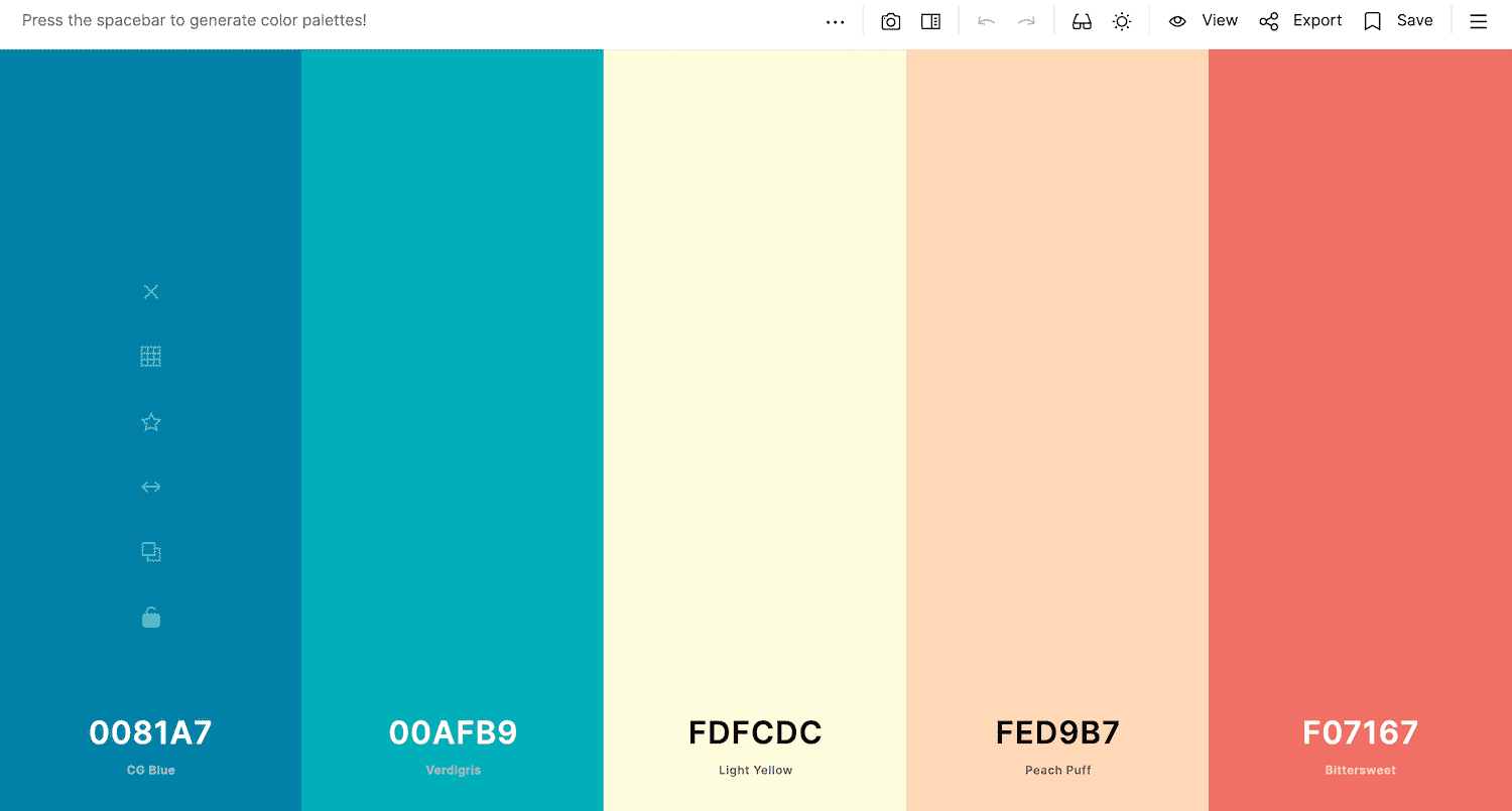 El selector de color Coolors.