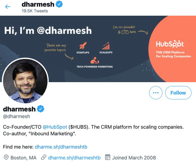 La trayectoria profesional de Darmesh Shah en Twitter