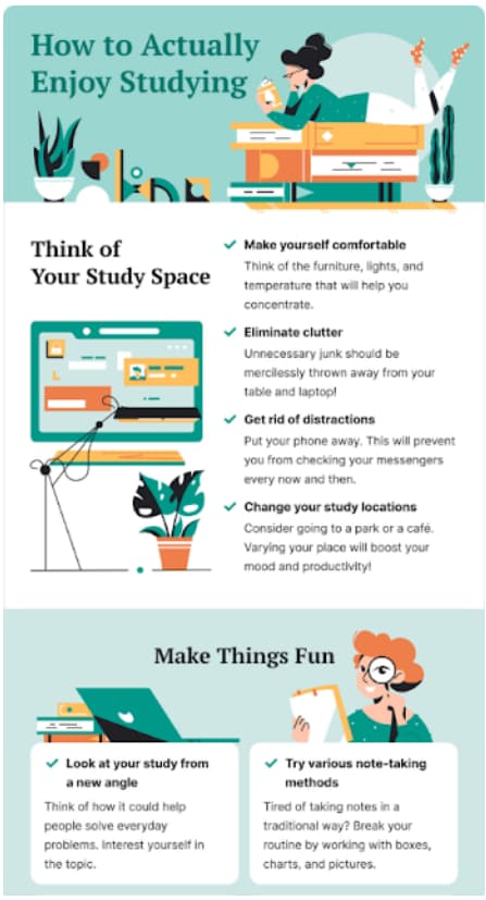infograf&iacute;a sobre c&oacute;mo disfrutar estudiando
