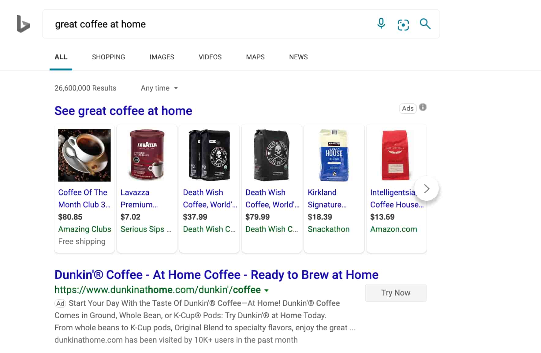 La guía definitiva para el marketing PPC gran café en casa ejemplo de anuncio de bing ppc