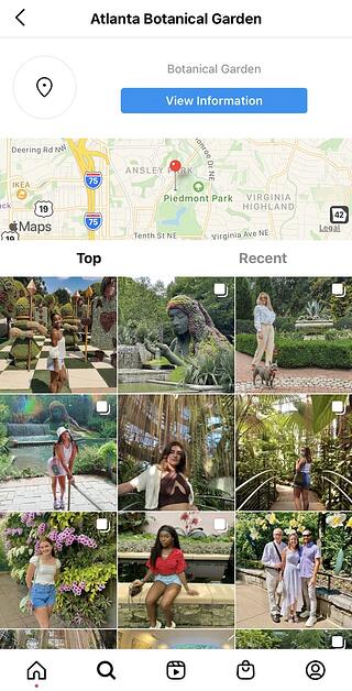 Historias de Instagram publicadas con la ubicaci&oacute;n del Jard&iacute;n Bot&aacute;nico de Atlanta