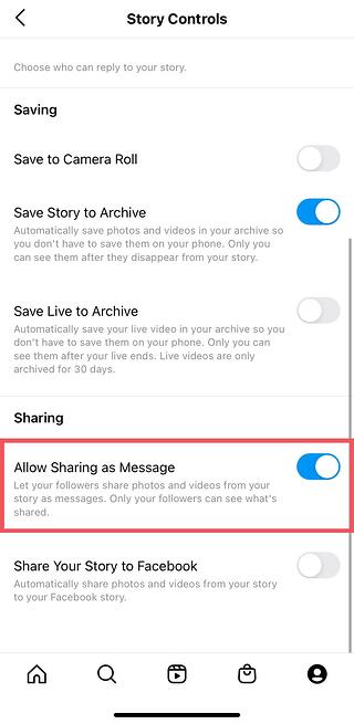 Configuraci&oacute;n para compartir historias de Instagram