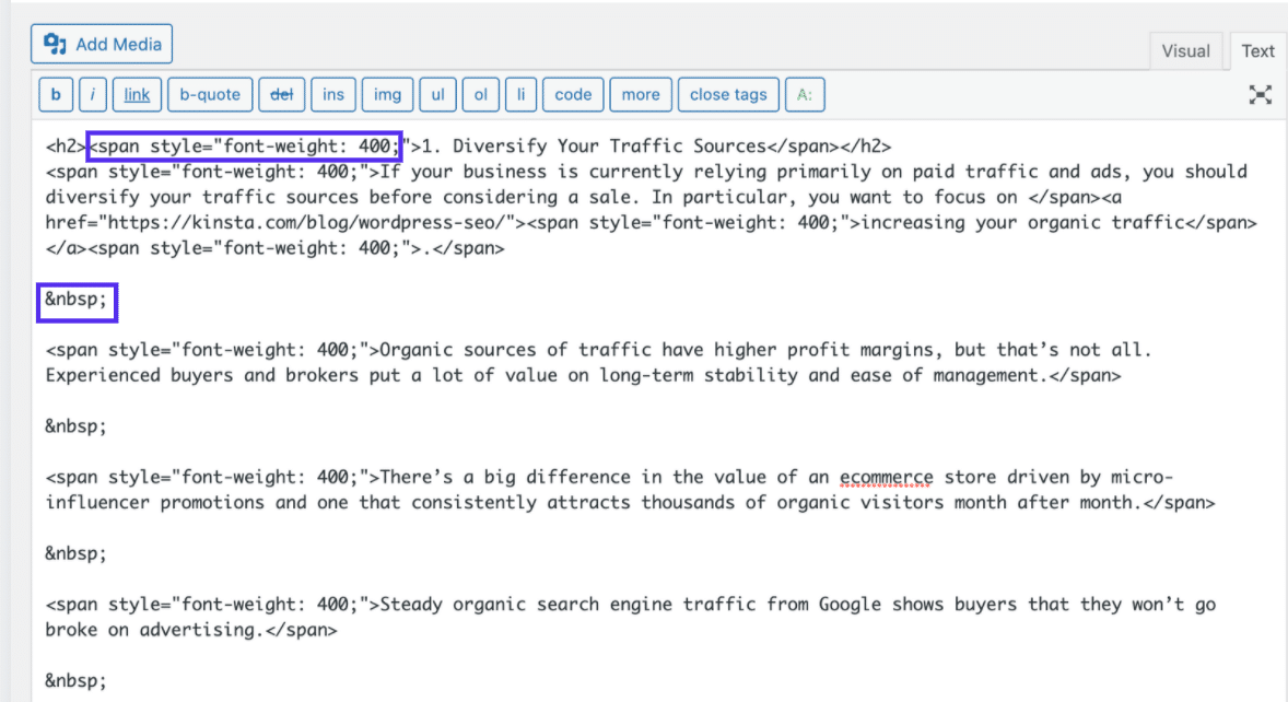 C&oacute;digo adicional al copiar Google Docs a WordPress.