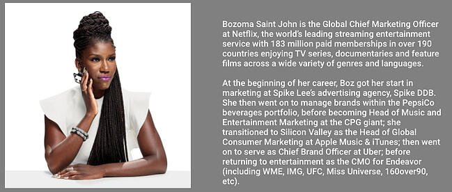 Ejemplo de experiencia profesional por Bozoma Saint John