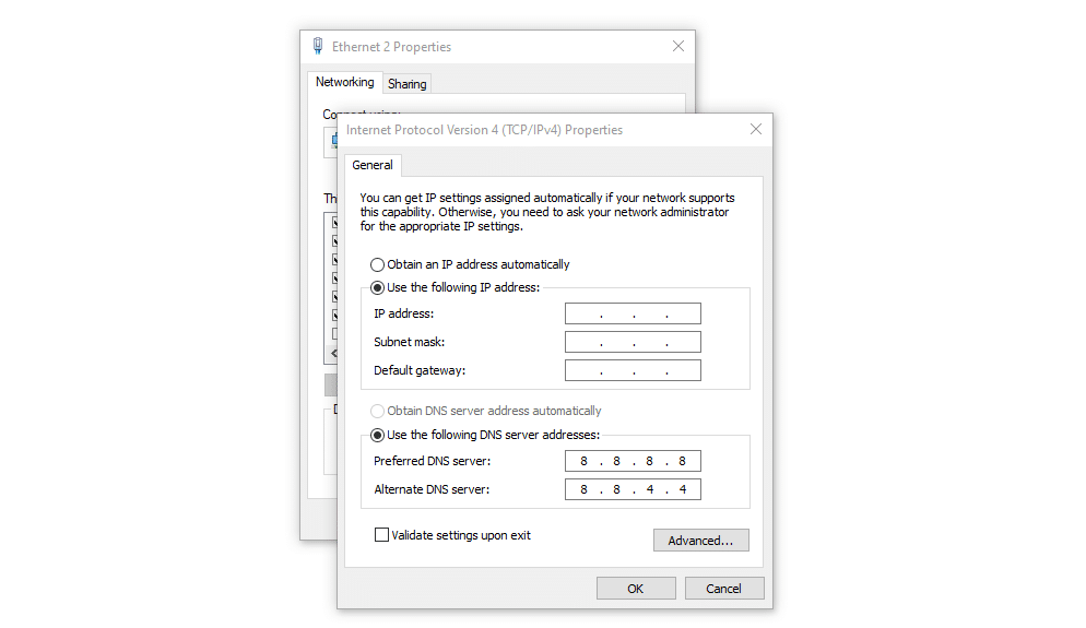 Configuración de una IP estática en Windows.