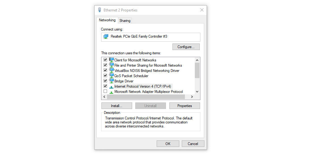 Accediendo a su configuración de IPv4 en Windows.