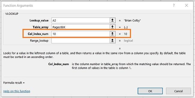 Usando BUSCARV: designando Col_Index_Num