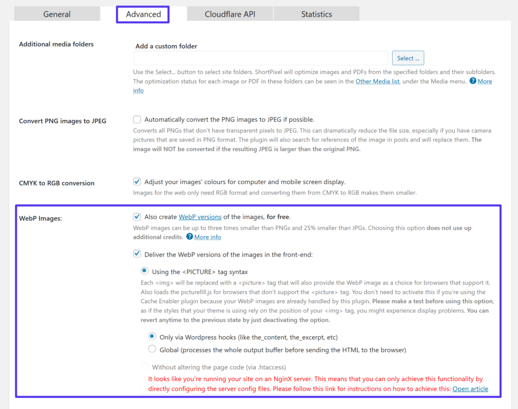 C&oacute;mo habilitar im&aacute;genes de WordPress WebP en ShortPixel
