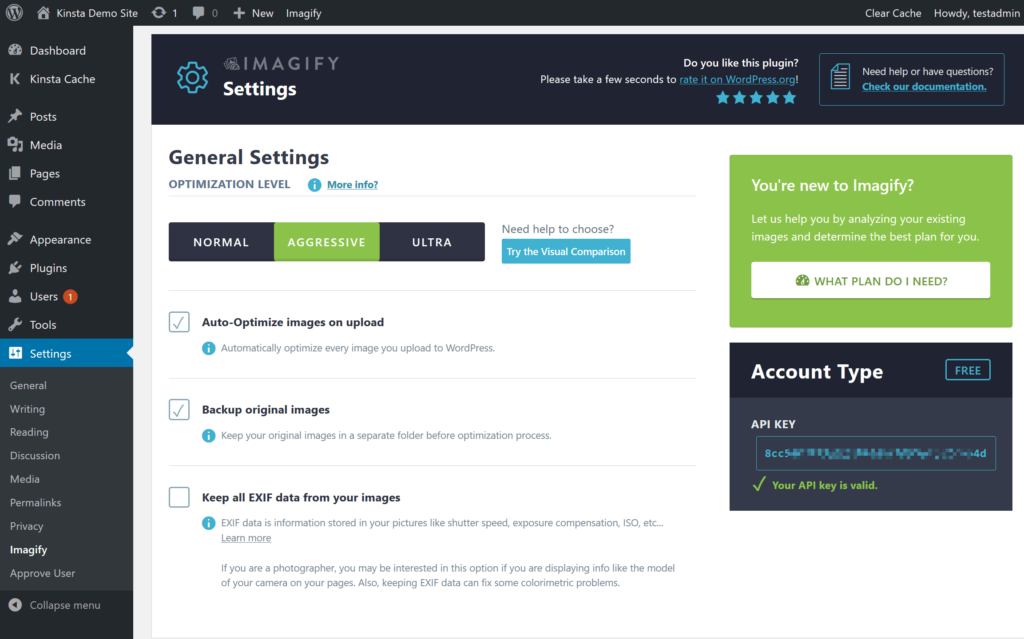 C&oacute;mo establecer el nivel de compresi&oacute;n en Imagify