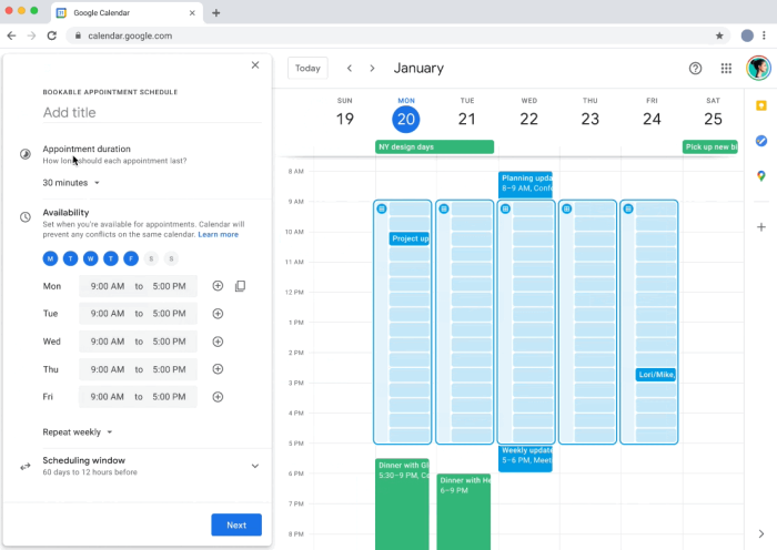 Google Calendar encuentra una función de hora Google Calendar encuentra una función de hora