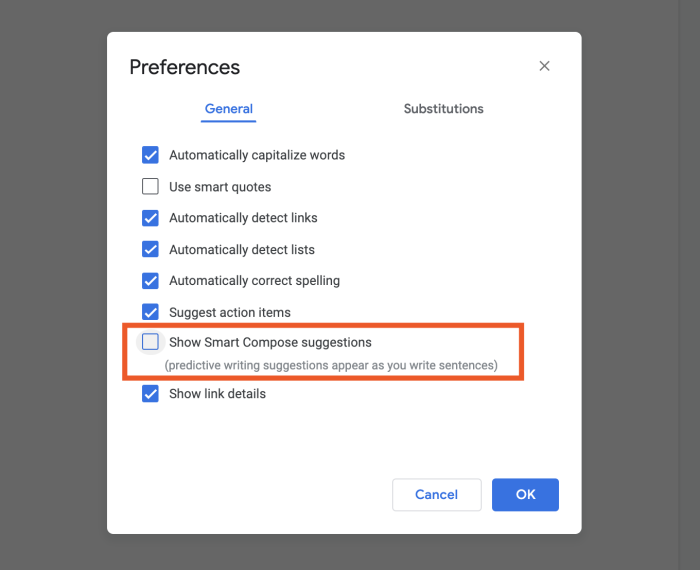 apagar-smart-compose-05-settings-2 Desmarcando la opción Redacción inteligente en Google Docs