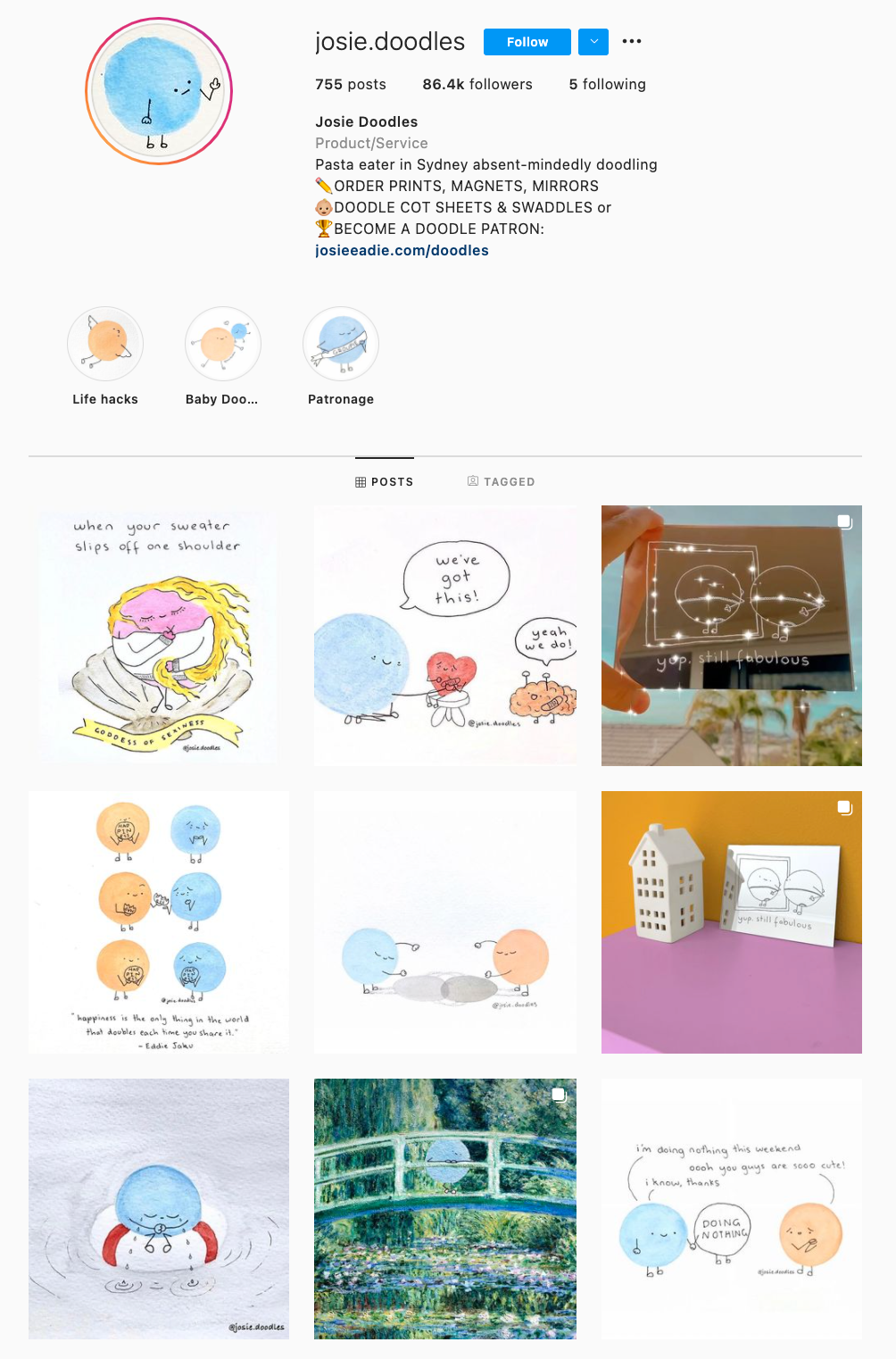 25 impresionantes temas de Instagram (y cómo pedirlos prestados para su propio feed) Ejemplo de tema Doodle Instagram