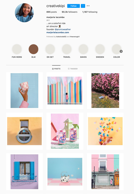 Ejemplo de tema de Instagram de pasteles