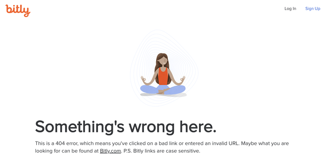 40 páginas de error 404 inteligentes de sitios web reales Ejemplo de página de error 404 del sitio web bitly