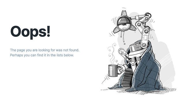 Ejemplo de p&aacute;gina de error 404 del sitio web iconfinder
