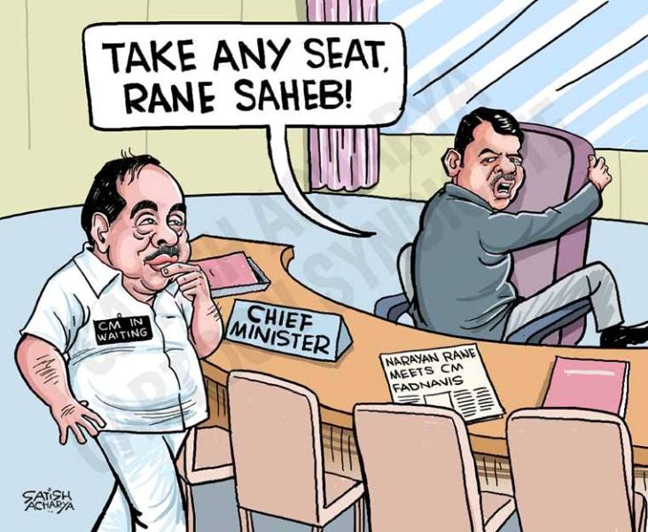 Una caricatura que se volvi&oacute; viral en 2017 cuando Narayan Rane conoci&oacute; a Devendra Fadnavis
