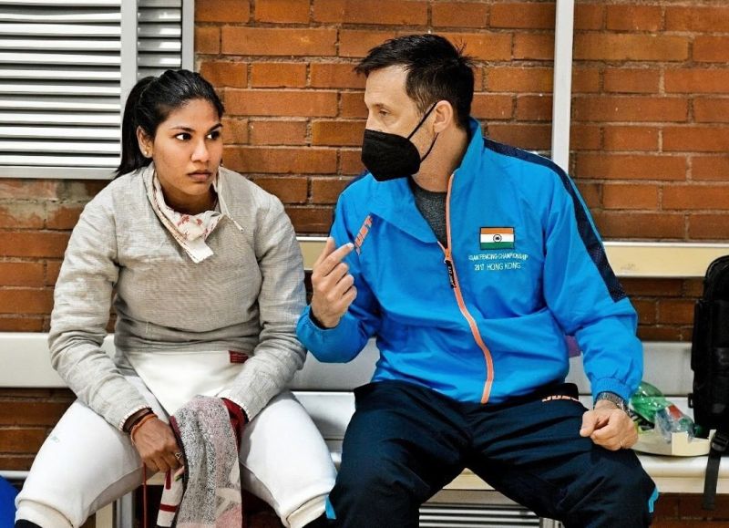 CA Bhavani Devi con su entrenador Nicola Zanotti