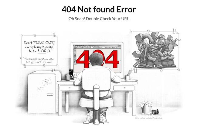 Ejemplo de p&aacute;gina de error 404 del sitio web brandcrowd