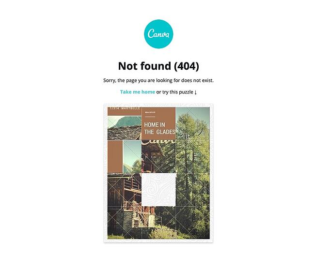 Ejemplo de p&aacute;gina de error 404 del sitio web canva