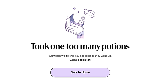 Ejemplo de p&aacute;gina de error 404 del sitio web Sweet Dreams