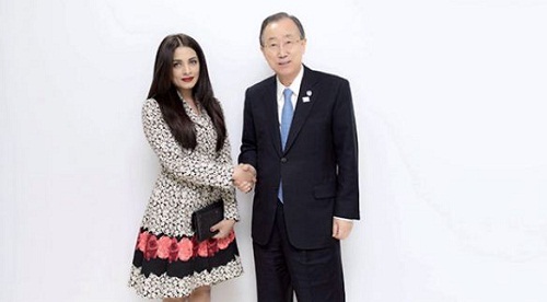Celina Jaitly con Ban Ki-moon