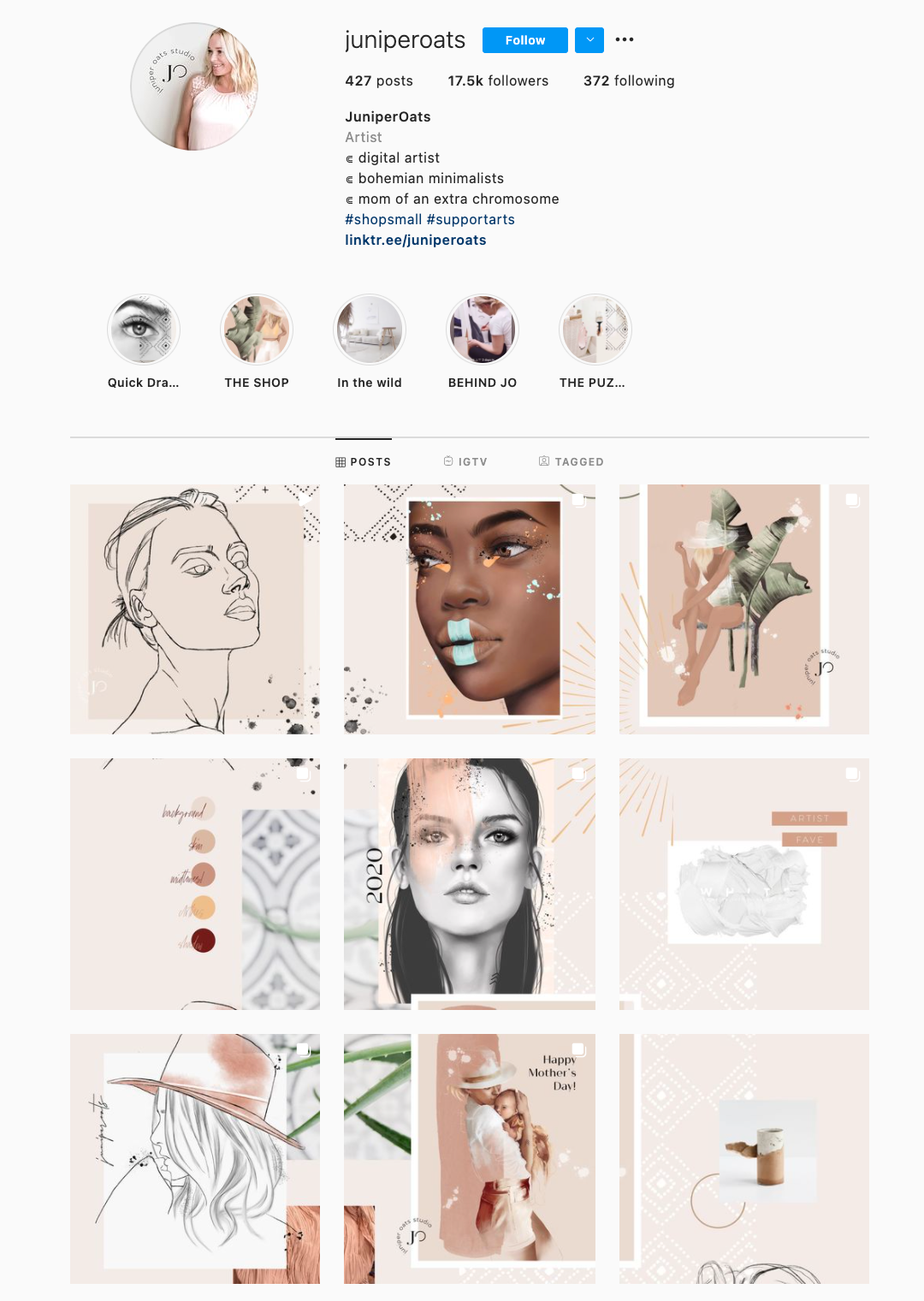 25 impresionantes temas de Instagram (y cómo pedirlos prestados para su propio feed) Ejemplo de tema de rompecabezas de Instagram